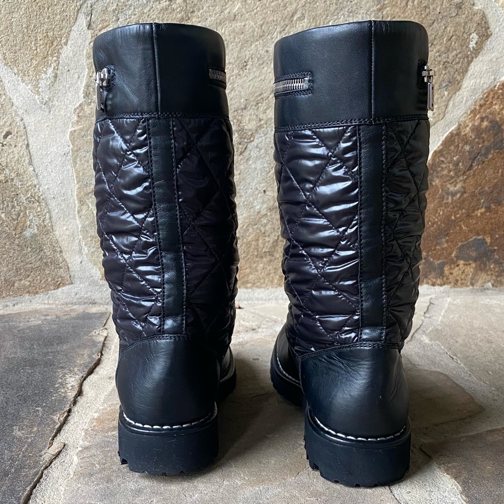 Authentic Chanel Black Quilted Motorcycle Boots Gem